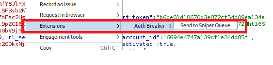Right-click context menu showing Send to Sniper Queue